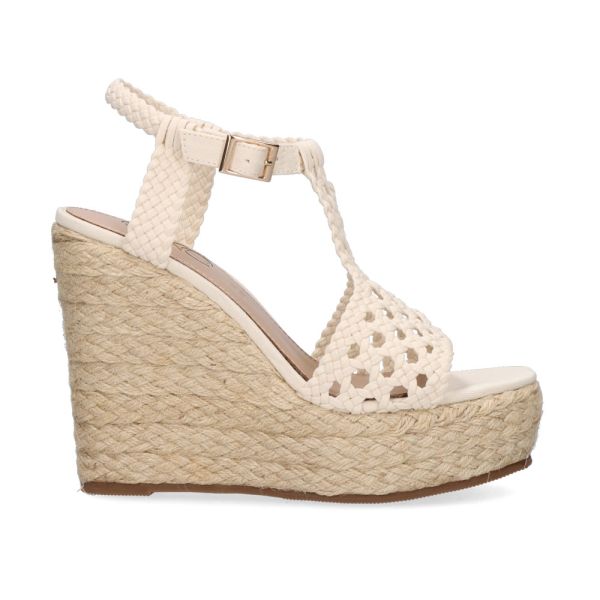 SANDALIAS DE CUÑA NAOMI-905 CROCHET OFFWHITE